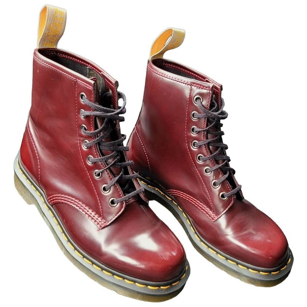 Dr. Martens 1460 Vegan Cherry Red Rub Off - Picture 4 of 14